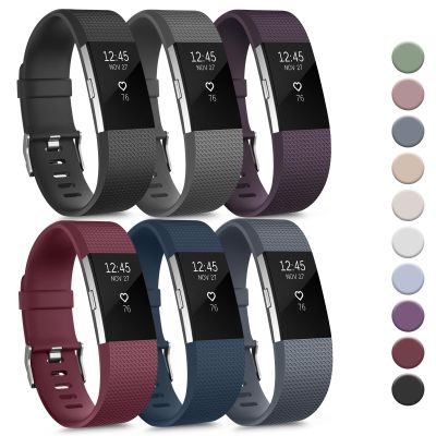 Tobfit 6 PACK Sport Bands Compatible with Fitbit Charge 2 Bands for Women Men, Soft Silicone Waterproof Straps Replacement Wristbands for Fitbit Charge 2 / Charge 2 HR Fitness Tracker, Small