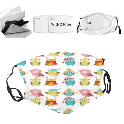 VeJerKK Winter Cloth Face Mask Bandana With 2pcs Filters,Funny Owls Scarf Birdies,Balaclava Adjustable Earloop Washable Reusable for Women Men,Multicolor