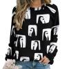 Cute Penguin Women's Crew Neck Sweatshirt Long Sleeve Tops Casual Loose Pullover Sweatshirts M view 1