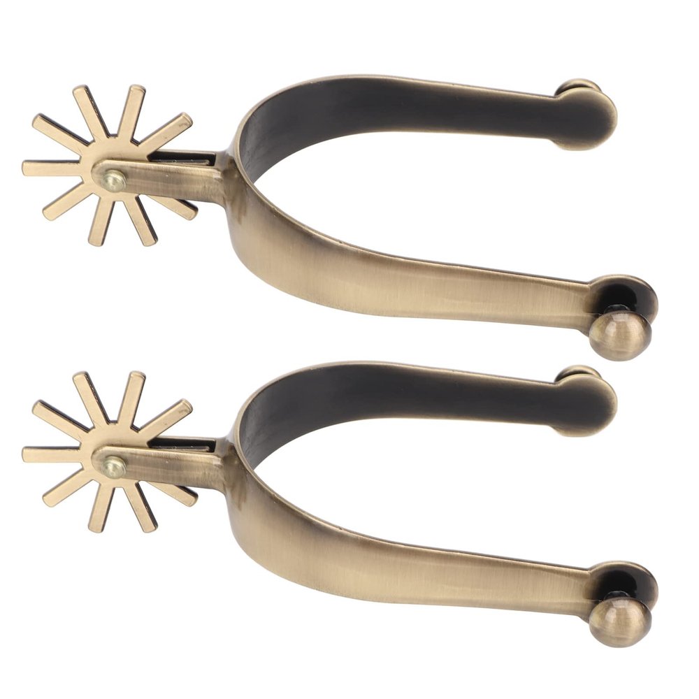 Vintage Cowboy Spurs for Men 4.1x3 Inch,Zinc Alloy Western Boot Spurs with Rotating Rowels, Antique Gold Equestrian Spurs for Riding Training & Competition