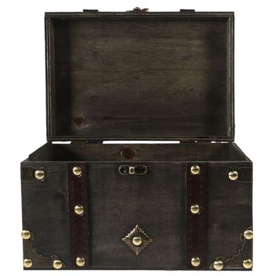 Angoily Pirate Treasure Chest Storage Box 8.66 Inch Wooden Decorative Organizer with Lid Multi-Functional Jewelry Document Holder Large Capacity