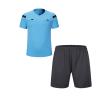 DRHOM Mens Boys Soccer Referee Shirt Short Sleeves Jersey Basketball Football and Shorts Clothing Set Uniforms (Blue, Large) view 1