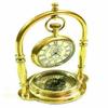 Vintage Brass Compass Tabletop Maritime Compass with Clock Navigation Tool for Hiking Tracking Travelling & Camping view 2