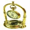 Vintage Brass Compass Tabletop Maritime Compass with Clock Navigation Tool for Hiking Tracking Travelling & Camping view 3