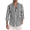 Maiyifu-GJ Men's Casual Button Down Shirts Lapel Long Sleeve Striped Dress Shirts Casual Beach Yoga Shirt (XX-Large,Black) view 1