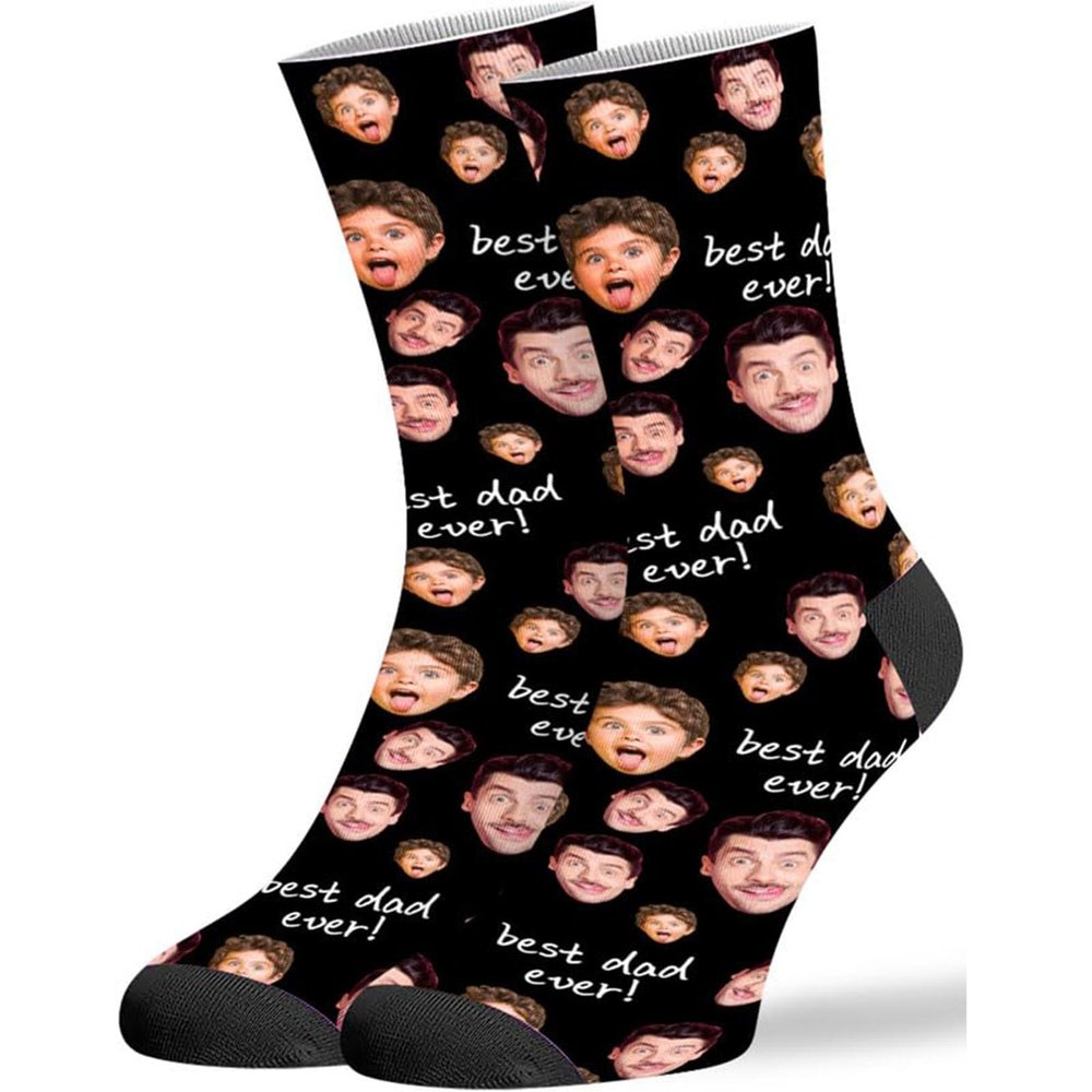 D-Story Custom Face Socks with Photo: Made in USA, Personalized Multiple Socks Funny Novelty Fathers Day Gift for Men Women