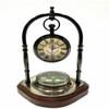 Antique Brass Compass Tabletop Maritime Compass with Clock Navigation Tool for Hiking Tracking Travelling & Camping view 1