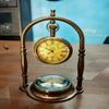 Antique Brass Compass Tabletop Maritime Compass with Clock Navigation Tool for Hiking Tracking Travelling & Camping view 3