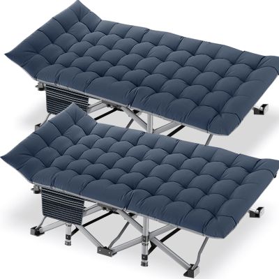 DoCred Oversized XXL Folding Camping Cot with Mattress, 2 Pack Heavy Duty Sleeping Cot Bed Portable Adults Outdoor Bed with Carry Bag, Travel Camp Cots