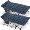 DoCred Oversized XXL Folding Camping Cot with Mattress, 2 Pack Heavy Duty Sleeping Cot Bed Portable Adults Outdoor Bed with Carry Bag, Travel Camp Cots