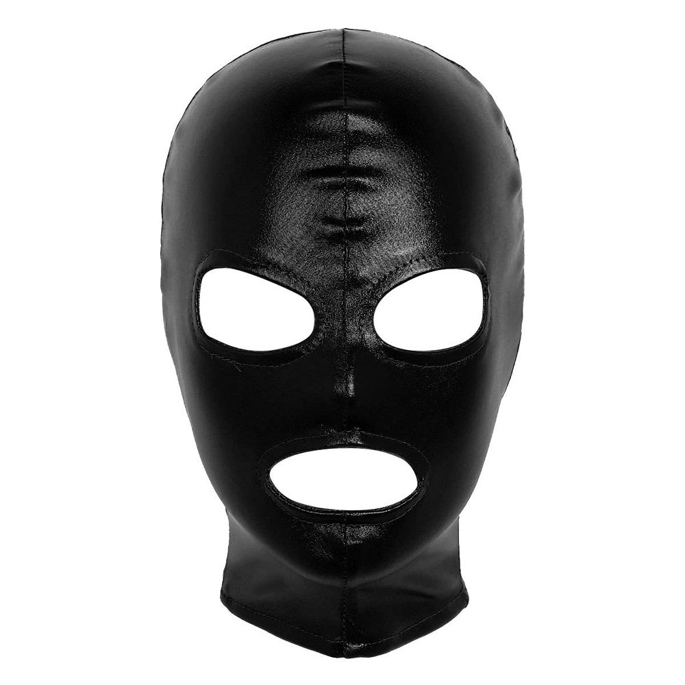 Kvysinly Unisex Men Women Open Mouth Eyes Hood Mask Wetlook Full Face Mask Headgear Cosplay Costume Black One Size