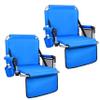 HIGH POINT SPORTS Foldable Stadium Seats for Bleachers with Back Support, 2PCS Bleacher Seats Chairs with Back and Cushion, Portable Folding Stadium Chairs with Armrest, Blue view 1