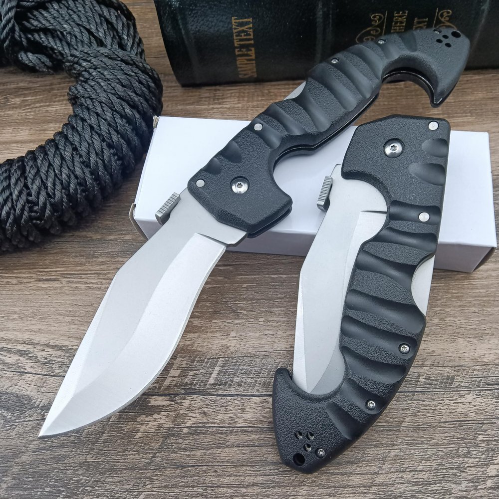 10.4in Unisex Adult Lockback Folding Knife - Tri-Ad Lock Pocket Knife with AUS8 Steel blade and Nylon Glass Fiber HandleThumb Plate and Belt Clip, for EDC Camping Hunting Survival