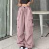 Cargo Pants Women Fashion Wide Leg Pants Parachute Elastic High Waist Baggy Casual Jogger Loose Teen Girls Y2K Trousers view 2