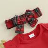 Hnyenmcko Newborn Baby Girl Christmas Clothes Infant Red Plaid Romper Dress Ruffle Long Sleeve Ribbed Bodysuit Headband Set (Skirt Set-Red, 0-3 Months) view 3