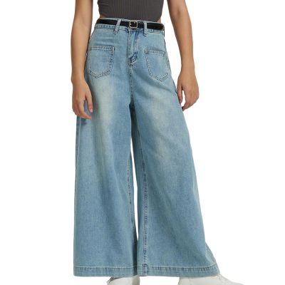 Women Jeans High Waisted Trendy Stretch Boyfriend Baggy Jeans Straight Wide Leg Casual Denim Pants Teen Girls Trousers