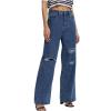 Women Jeans High Waisted Trendy Stretch Boyfriend Baggy Jeans Straight Wide Leg Casual Denim Pants Teen Girls Trousers view 1
