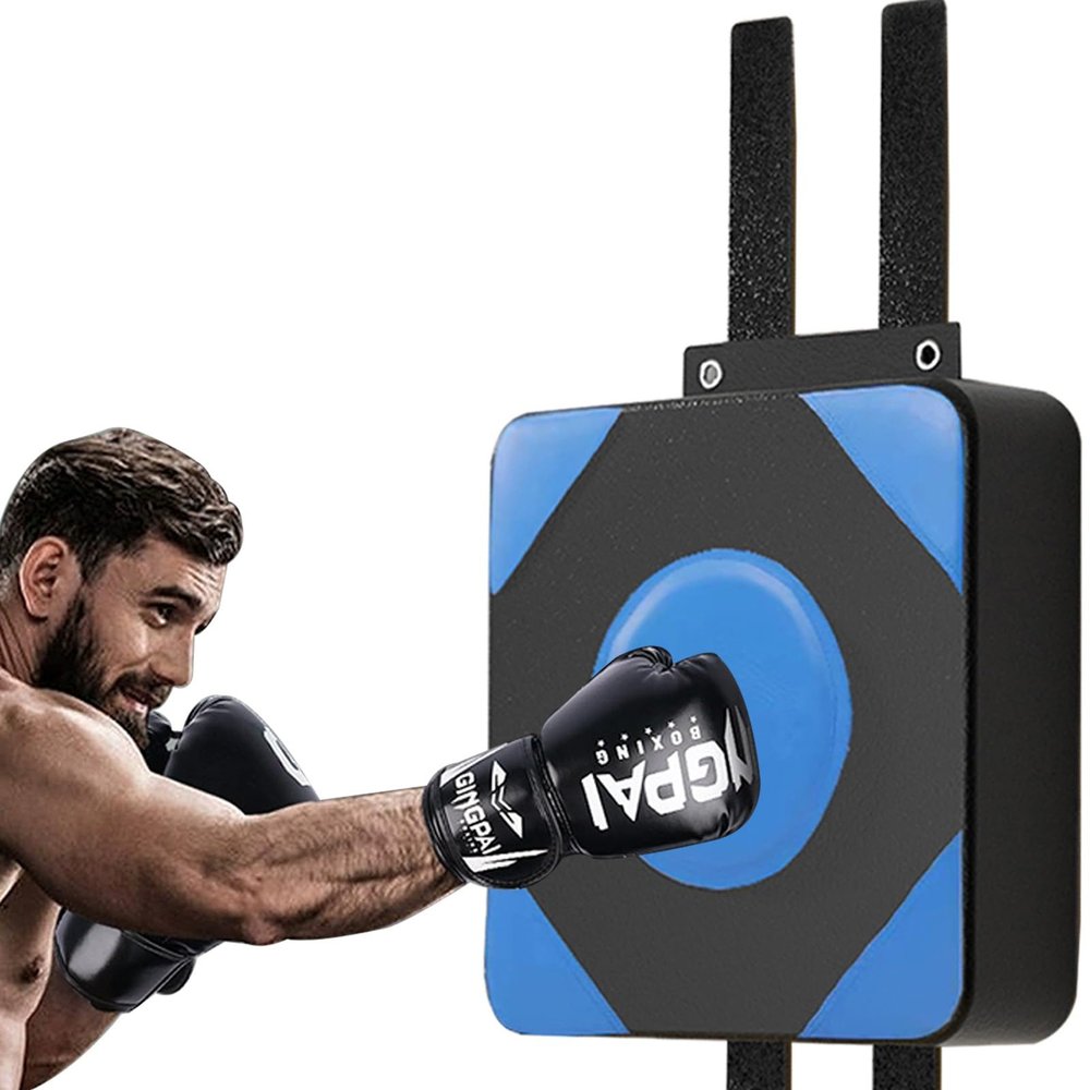 30/40cm Wall Mounted Punching Bag Wall Boxing Pads Pressure Mounted Punching Pad Punch Boxing Bag Mat,Quiet Adjustable Height Fabric Solid (Color : Blue, Size : 15.7"x15.7"x3.9")