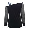 Women Printing Glitter Mesh Bell Long Sleeve Cold Shoulder Splice T-Shirt Blouse Fashion Shiny Club Loose Shirt Tees view 2