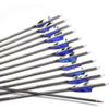 12pc 31-Inch 600-Spine Arrow Removable Tips Targeting Hunting Arrow Turkey Feather 3 Inch Feathered Carbon Arrows for Traditional Bow Long-Bow Compound Bow Recurve Bow Adult Youth Archery Blue Camo view 1