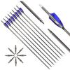 12pc 31-Inch 600-Spine Arrow Removable Tips Targeting Hunting Arrow Turkey Feather 3 Inch Feathered Carbon Arrows for Traditional Bow Long-Bow Compound Bow Recurve Bow Adult Youth Archery Blue Camo view 2