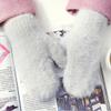 ECYC Women Faux Fur Mittens, Winter Warm Mittens Faux Fur Gloves for Women view 3