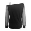 Women Printing Glitter Mesh Bell Long Sleeve Cold Shoulder Splice T-Shirt Blouse Fashion Shiny Club Loose Shirt Tees view 4