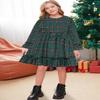 AGQT Girls Christmas Plaid Dress Long Sleeve Fall Winter Outfits, 4-5T view 2
