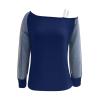 Women Printing Glitter Mesh Bell Long Sleeve Cold Shoulder Splice T-Shirt Blouse Fashion Shiny Club Loose Shirt Tees view 3