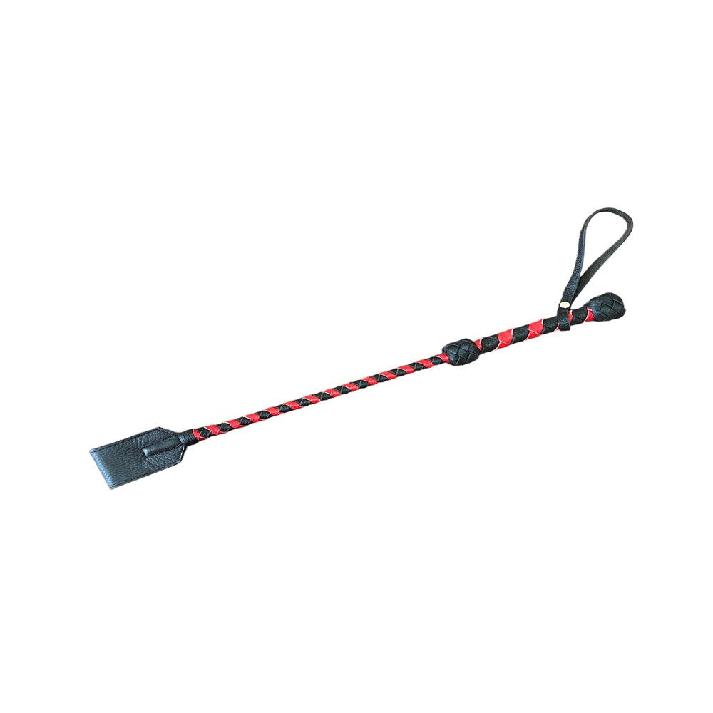 MarquiseDeBliss Genuine Leather Handcrafted Riding Crop - 20" or 29" Riding Accessory - Premium and Gentle Crops for Horses (Red and Black, 19.7 Inches)