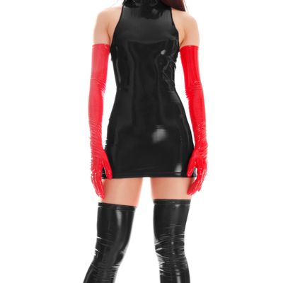 Ferceina Faux Leather Long Gloves Women Sexy Wet Look 24 Inch Dress Costume Cosplay Gloves(60cm)