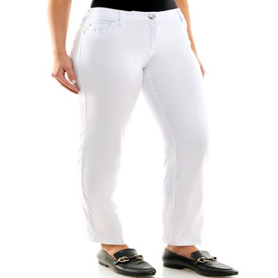 Zac & Rachel Women's Millennium Fabric - Slim Leg Pull-On Pant, Optic White, 8