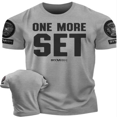 One More Rep Bro Gym Workout Shirts for Men, Funny Sayings Lifting T-Shirt(MED, One More Set Grey Branded)