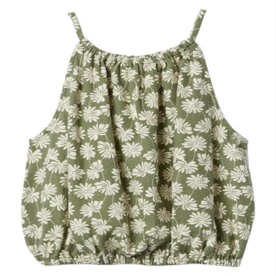 GAP Girls Woven Halter Top Green Floral XL