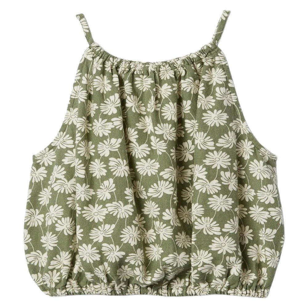 GAP Girls Woven Halter Top Green Floral XL
