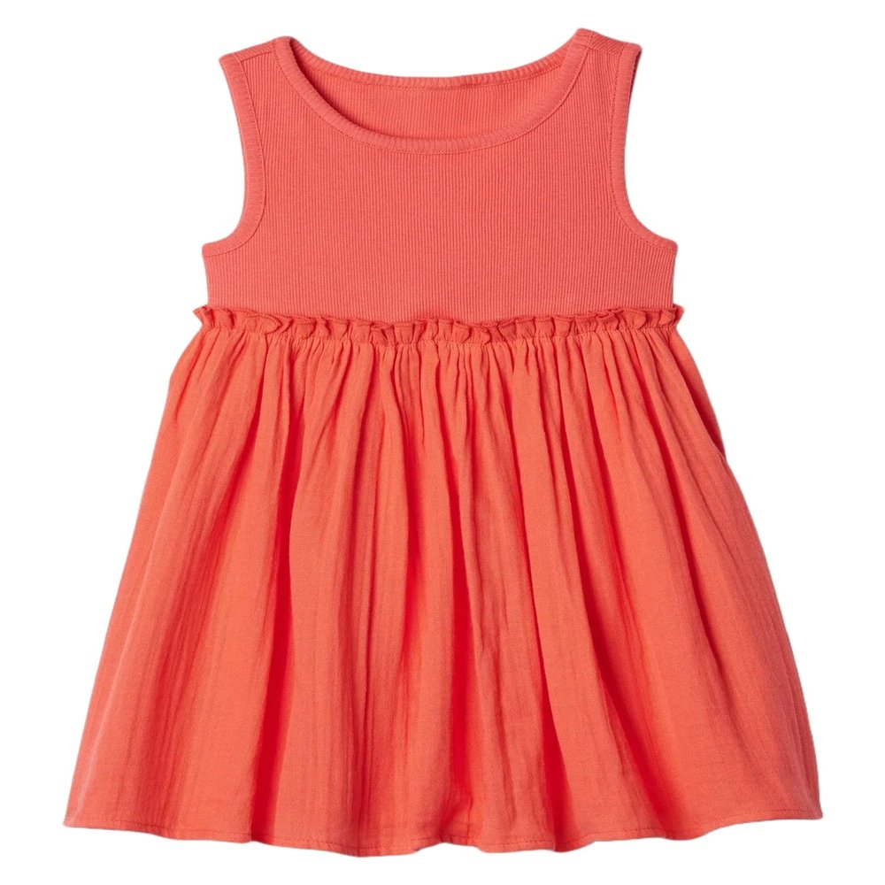 GAP Baby-Girls Knit to Woven Gauze Dress Fire Coral 6-12M
