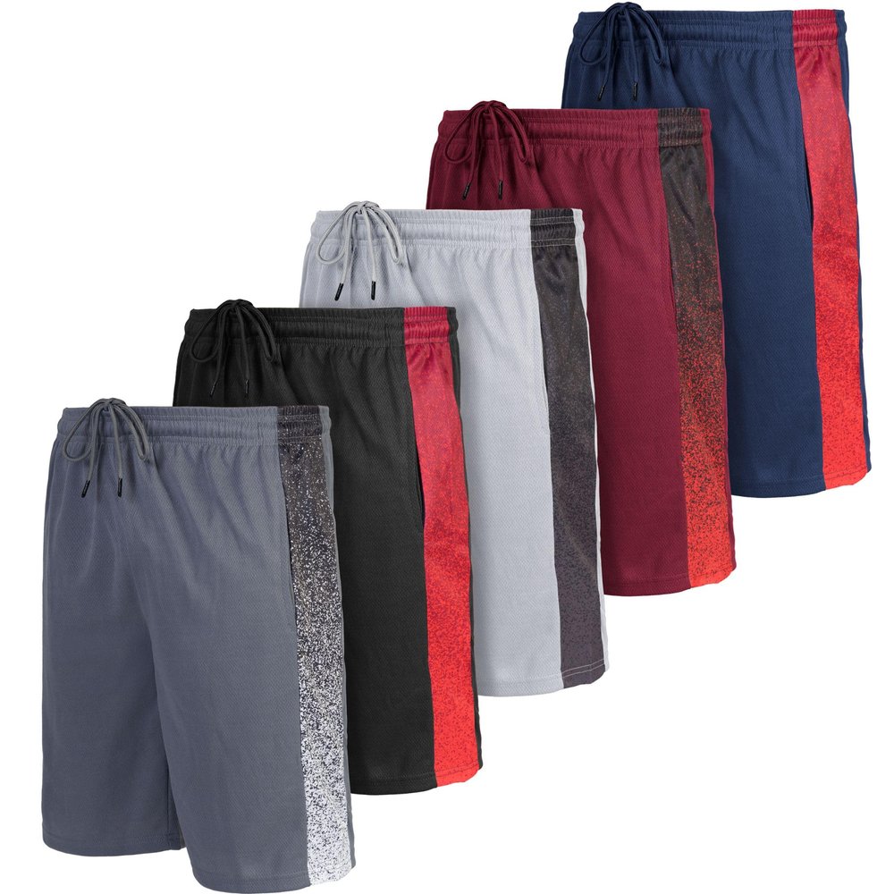 [5 Pack] Mens Dry-Fit Active Athletic Shorts Basketball Running Workout Training Gym (US, Alpha, Large, Regular, Regular, Set d)