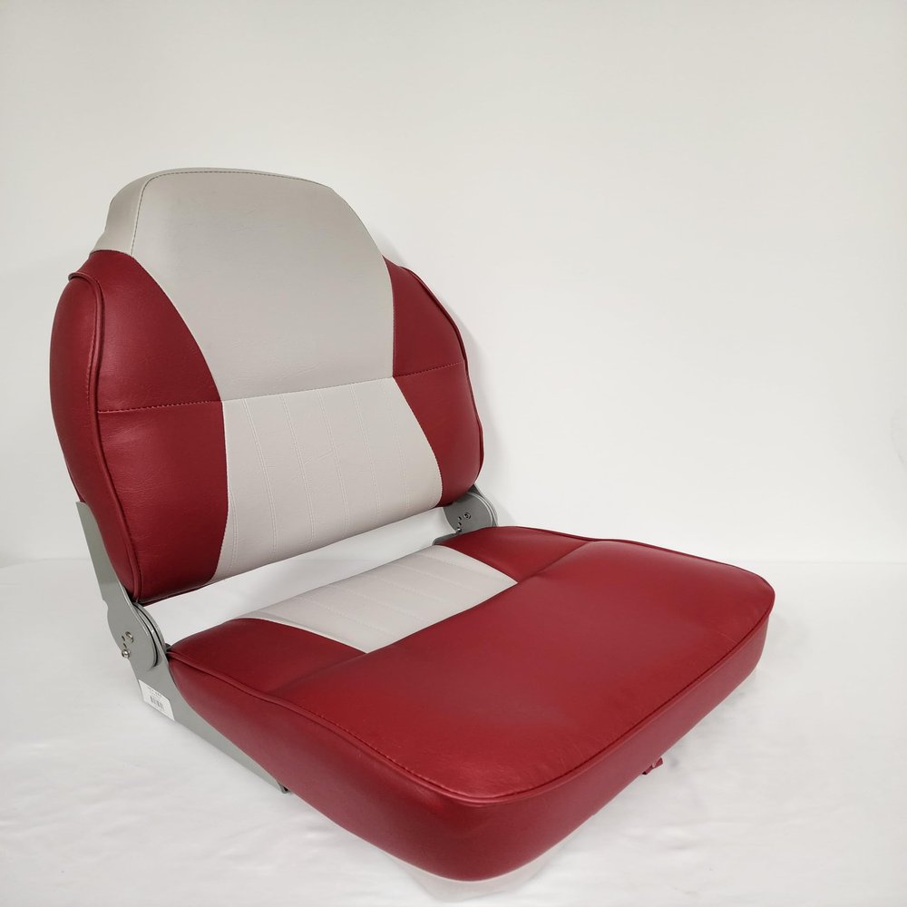 Horizon Manufacturing Boat Seat Fold Down High Back Lund Style Grey/Red 1004-ABE