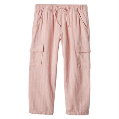 GAP Girls Easy Linen Pant Pink Standard Stripe XL