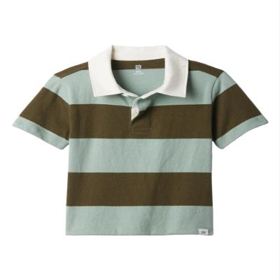 GAP Baby Boys Short Sleeve Rugby Tee Olive Night 19-0515Tcx 18-24M