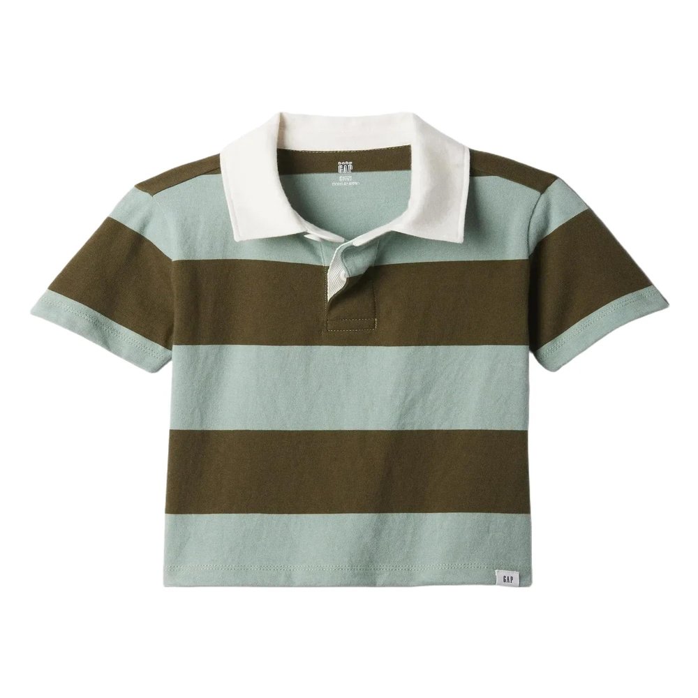 GAP Baby Boys Short Sleeve Rugby Tee Olive Night 19-0515Tcx 18-24M