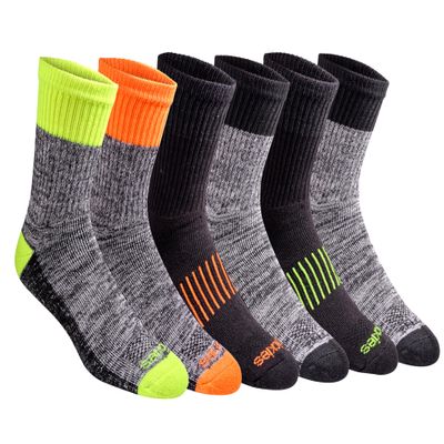 Dickies Men's Dri-Tech Mid-Crew Comfort Length Moisture Control Socks, Available in M-XL (6, 12 Pairs), Comfort Length Hi Vis Assorted (6 Pairs), Large