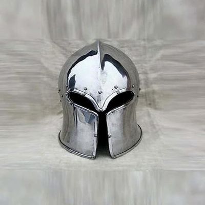 Medieval Barbuta Visored Brushed Steel Knights Armory Templar Crusader's Helmet Props & Costumes Helm for Larpers By Dream Land & greenfild