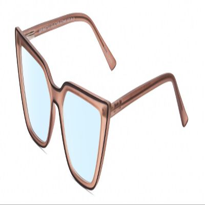 Calabria Gotham Chic 84 Triangle Blue Light Glasses +4.00 Tan Brown Crystal Black Women Cateye Eyeglass Readers w/Hard Case