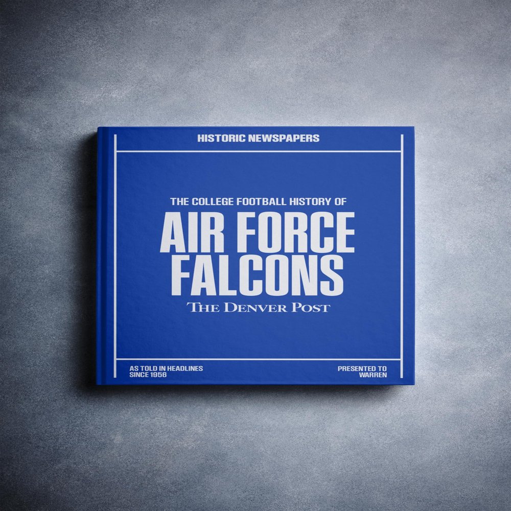Signature gifts Air Force College Football Personalized Newspaper History Book, A3 Large Deluxe Hardcover - Birdmen Football Fan - Alumni Students Keepsake Gift (Air Force Falcons)