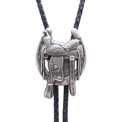 ARTICAL HEART Vintage Silver Saddle Horseshoe Cowboy Cowgirl Bolo Tie