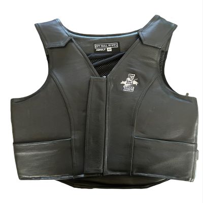 EPT Leather Bull Riding Vest - Black Leather EPT Brand - Adult Size (Large)