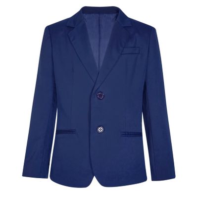 Hularka Kids Boys Long Sleeve Formal Blazer Coat Single Breasted Gentleman Suit Jacket Outerwear for Wedding Party Navy Blue 12 Years