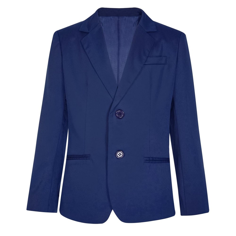 Hularka Kids Boys Long Sleeve Formal Blazer Coat Single Breasted Gentleman Suit Jacket Outerwear for Wedding Party Navy Blue 12 Years