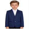Hularka Kids Boys Long Sleeve Formal Blazer Coat Single Breasted Gentleman Suit Jacket Outerwear for Wedding Party Navy Blue 12 Years view 3
